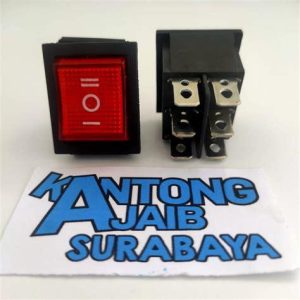 SWITCH PUSH 6PIN ON/OFF/ON KOTAK MERAH