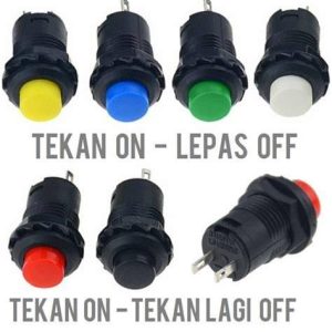 SWITCH PUSH ON OFF 4 PIN LED BULAT WARNA