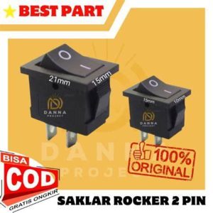 SWITCH ROKER 2 PIN KOTAK KECIL 21X15MM HITAM